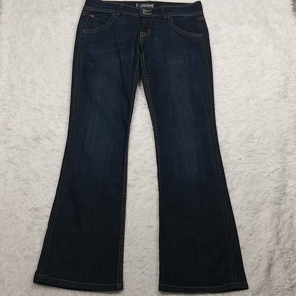 Hudson Los Angeles Blue Dark Wash Five Pocket Mid Rise Button Zip Boot Cut Jean - Picture 2 of 12
